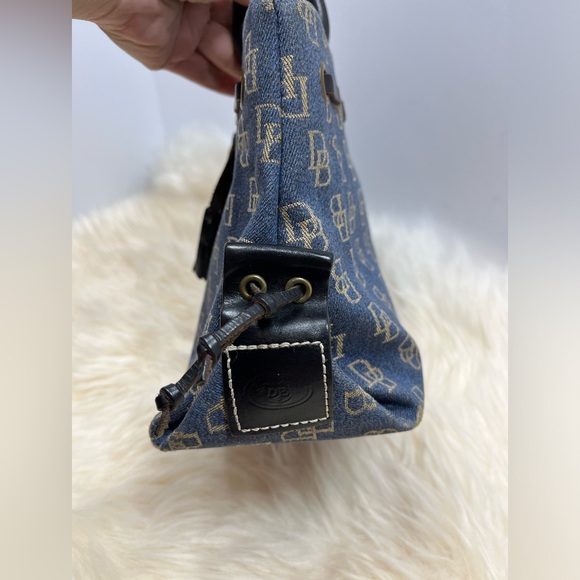 Dooney & Bourke Monogram Denim Crossbody/ Mini Satchel Leather Trim & Tassels - Picture 7 of 17
